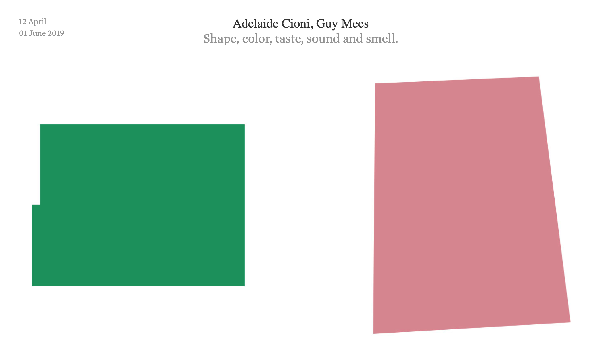 Adelaide Cioni, Guy Mees Shape, color, taste, sound and smell